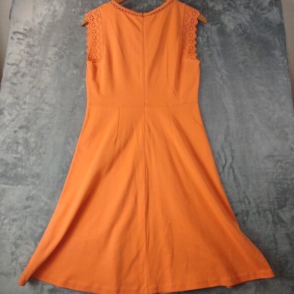 Sleeveless Talbots SP‎ Small Petite Fit Orange Dress with Crochet Accents Cotton - Picture 3 of 9